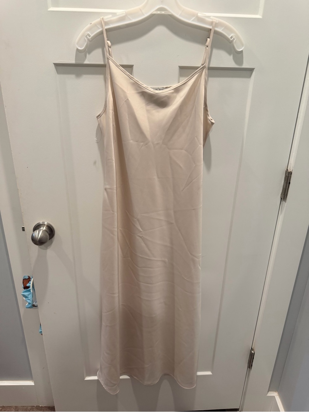 Rachel Zoe M Champagne Satin Slip Maxi Dress Adjustable Straps Minimalist